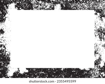 Grunge frame and border. Black and white grunge. Distress overlay texture. Dust and rough dirty wall background. Distress illustration simply place over object to create grunge effect. Vector EPS10.
