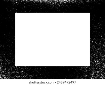 Grunge-Rahmen und Rand. Schwarz-Weiß Grunge. Textur der Notüberlagerung. Staub und rauer schmutziger Wandhintergrund. Notdarstellung einfach über Objekt platzieren, um Grunge-Effekt zu erzeugen. Vektor EPS10.

