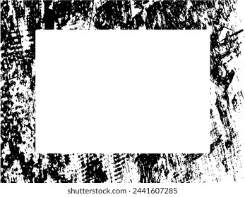 Grunge frame and border. Black and white grunge. Distress overlay texture. Dust and rough dirty wall background. Distress illustration simply place over object to create grunge effect. Vector EPS10.