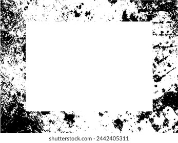 Grunge frame and border. Black and white grunge. Distress overlay texture. Dust and rough dirty wall background. Distress illustration simply place over object to create grunge effect. Vector EPS10.
