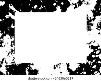 Grunge-Rahmen und Rand. Schwarz-Weiß Grunge. Textur der Notüberlagerung. Staub und rauer schmutziger Wandhintergrund. Notdarstellung einfach über Objekt platzieren, um Grunge-Effekt zu erzeugen. Vektorgrafik EPS10.
