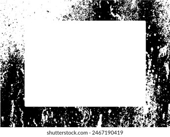 Marco de grunge y borde. Grunge blanco y negro. Textura superpuesta de socorro. Polvo y fondo de pared sucio áspero. Ilustración de estrés simplemente coloque sobre el objeto para crear un efecto grunge. Vector EPS10.