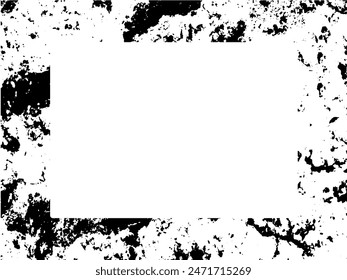 Marco de grunge y borde. Grunge blanco y negro. Textura superpuesta de socorro. Polvo y fondo de pared sucio áspero. Ilustración de estrés simplemente coloque sobre el objeto para crear un efecto grunge. Vector EPS10.
