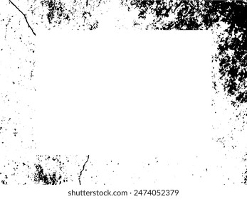 Grunge frame and border. Black and white grunge. Distress overlay texture. Dust and rough dirty wall background. Distress illustration simply place over object to create grunge effect. Vector EPS10.