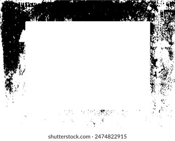 Grunge frame and border. Black and white grunge. Distress overlay texture. Dust and rough dirty wall background. Distress illustration simply place over object to create grunge effect. Vector EPS10.
