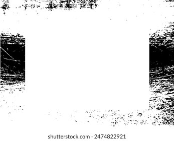 Grunge-Rahmen und Rand. Schwarz-Weiß Grunge. Textur der Notüberlagerung. Staub und rauer schmutziger Wandhintergrund. Notdarstellung einfach über Objekt platzieren, um Grunge-Effekt zu erzeugen. Vektorgrafik EPS10.
