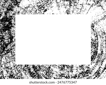 Marco de grunge y borde. Grunge blanco y negro. Textura superpuesta de socorro. Polvo y fondo de pared sucio áspero. Ilustración de estrés simplemente coloque sobre el objeto para crear un efecto grunge. Vector EPS10.