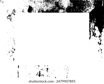 Grunge-Rahmen und Rand. Schwarz-Weiß Grunge. Textur der Notüberlagerung. Staub und rauer schmutziger Wandhintergrund. Notdarstellung einfach über Objekt platzieren, um Grunge-Effekt zu erzeugen. Vektorgrafik EPS10.
