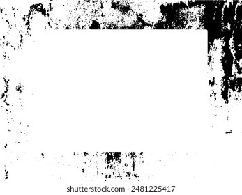 Marco de grunge y borde. Grunge blanco y negro. Textura superpuesta de socorro. Polvo y fondo de pared sucio áspero. Ilustración de estrés simplemente coloque sobre el objeto para crear un efecto grunge. Vector EPS10.
