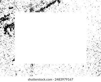 Marco de grunge y borde. Grunge blanco y negro. Textura superpuesta de socorro. Polvo y fondo de pared sucio áspero. Ilustración de estrés simplemente coloque sobre el objeto para crear un efecto grunge. Vector EPS10.
