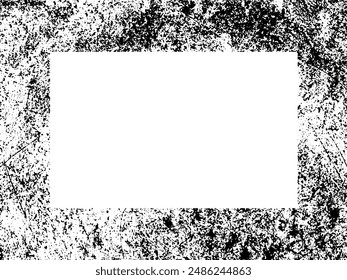 Marco de grunge y borde. Grunge blanco y negro. Textura superpuesta de socorro. Polvo y fondo de pared sucio áspero. Ilustración de estrés simplemente coloque sobre el objeto para crear un efecto grunge. Vector EPS10.
