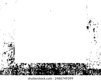Marco de grunge y borde. Grunge blanco y negro. Textura superpuesta de socorro. Polvo y fondo de pared sucio áspero. Ilustración de estrés simplemente coloque sobre el objeto para crear un efecto grunge. Vector EPS10.
