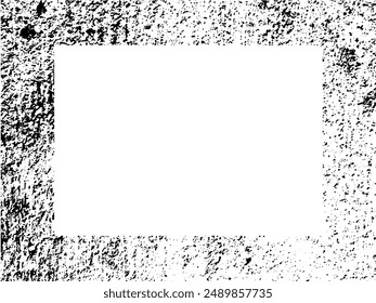 Grunge-Rahmen und Rand. Schwarz-Weiß Grunge. Textur der Notüberlagerung. Staub und rauer schmutziger Wandhintergrund. Notdarstellung einfach über Objekt platzieren, um Grunge-Effekt zu erzeugen. Vektorgrafik EPS10.
