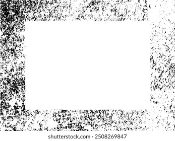 Grunge frame and border. Black and white grunge. Distress overlay texture. Dust and rough dirty wall background. Distress illustration simply place over object to create grunge effect. Vector EPS10.