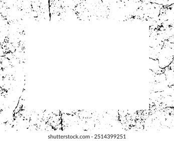 Moldura e borda do Grunge. Grunge preto e branco. Textura de sobreposição de angústia. Poeira e fundo de parede suja áspera. Ilustração de angústia simplesmente colocar sobre o objeto para criar efeito grunge. Vetor EPS10.
