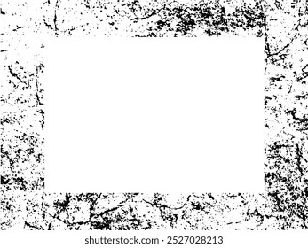 Moldura e borda do Grunge. Grunge preto e branco. Textura de sobreposição de angústia. Poeira e fundo de parede suja áspera. Ilustração de angústia simplesmente colocar sobre o objeto para criar efeito grunge. Vetor EPS10.