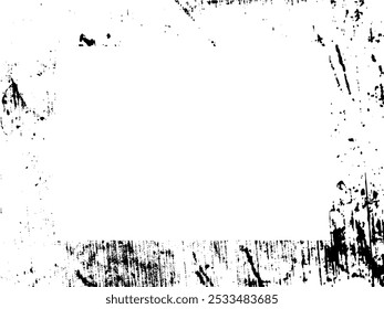 Cadre et bordure grunge. Grunge noir et blanc. Texture de recouvrement de détresse. Poussière et arrière-plan mural brut et sale. Illustration de détresse simplement placer sur l'objet pour créer un effet grunge. Image vectorielle EPS10.
