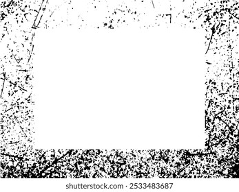 Cadre et bordure grunge. Grunge noir et blanc. Texture de recouvrement de détresse. Poussière et arrière-plan mural brut et sale. Illustration de détresse simplement placer sur l'objet pour créer un effet grunge. Image vectorielle EPS10.
