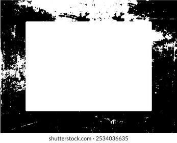 Cadre et bordure grunge. Grunge noir et blanc. Texture de recouvrement de détresse. Poussière et arrière-plan mural brut et sale. Illustration de détresse simplement placer sur l'objet pour créer un effet grunge. Image vectorielle EPS10.
