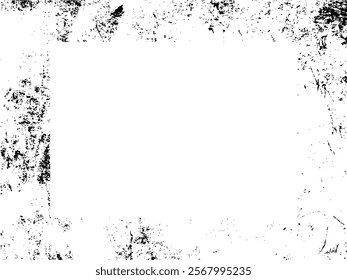 Grunge frame and border. Black and white grunge. Distress overlay texture. Dust and rough dirty wall background. Distress illustration simply place over object to create grunge effect. Vector EPS10.