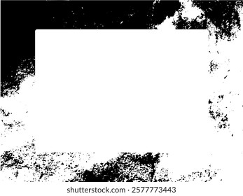 Grunge frame and border. Black and white grunge. Distress overlay texture. Dust and rough dirty wall background. Distress illustration simply place over object to create grunge effect. Vector EPS10.