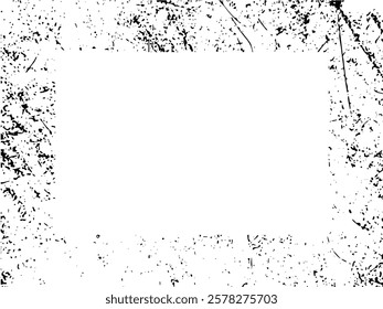 Grunge frame and border. Black and white grunge. Distress overlay texture. Dust and rough dirty wall background. Distress illustration simply place over object to create grunge effect. Vector EPS10.