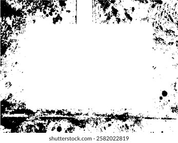 Grunge frame and border. Black and white grunge. Distress overlay texture. Dust and rough dirty wall background. Distress illustration simply place over object to create grunge effect. Vector EPS10.