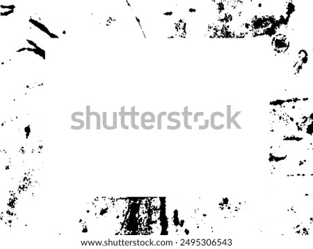 Grunge frame and border. Black and white grunge. Distress overlay texture. Dust and rough dirty wall background. Distress illustration simply place over object to create grunge effect. Vector EPS10.
