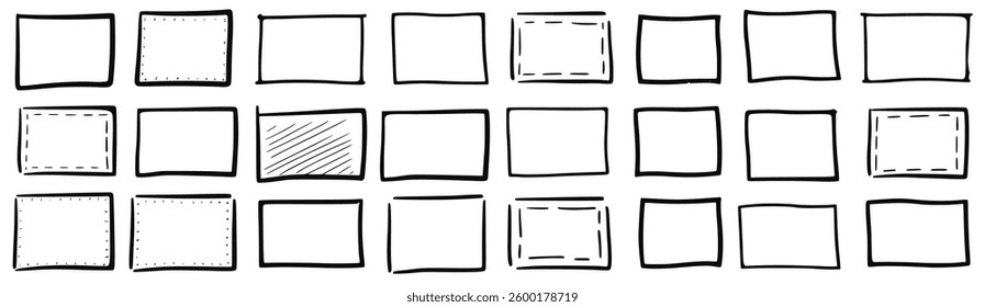 grunge frame border with a rough, distressed texture and vintage brush strokes. Perfect for retro designs, aged backgrounds, decorative templates, and artistic overlays. Vector PNG.