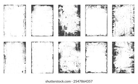 Grunge-Rahmen-Rahmentextur auf isoliertem Hintergrund. Altes Grunge-Gestell mit Staubstruktur. Textur schwarzen Rahmen alten grunge quadratischen Rahmen.
