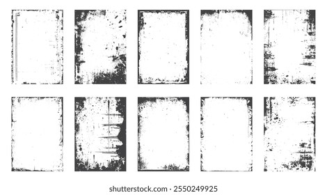 Grunge frame border texture on isolate background. Old grunge frame with dust texture. Texture black frame old grunge square frame.

