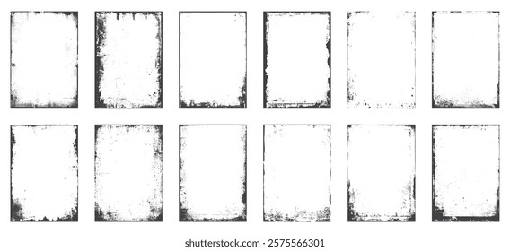 Grunge frame border texture on isolate background. Old grunge frame with dust texture. Texture black frame old grunge square frame.
