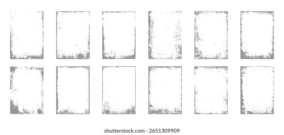 Grunge frame border texture on isolate background. Old grunge frame with dust texture.  Texture black frame old grunge square frame.