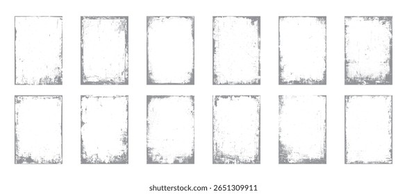 Textura del borde del marco de Grunge sobre fondo aislado. Viejo marco grunge con textura de polvo.  Textura marco negro viejo marco cuadrado grunge.