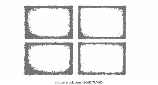Textura da borda do quadro do Grunge em plano de fundo isolado. Moldura grunge antiga com textura de poeira. Textura quadro preto antigo grunge quadrado quadro. fundo preto definido.