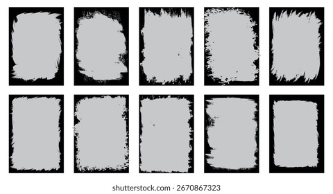 Grunge frame border texture on isolate background. Vector grunge border, distressed banner and watercolor layout. Vector illustration.
