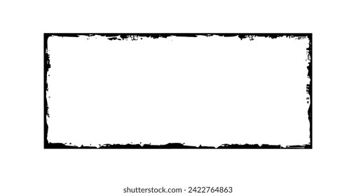 Grunge Rahmen Bürste quadratischen Rand Vektorstrich Farbe. Schwarzer Rahmenrahmen, alter Grunge-Rahmen