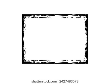 Grunge frame brush square border vector stroke paint. Texture black frame old grunge square frame