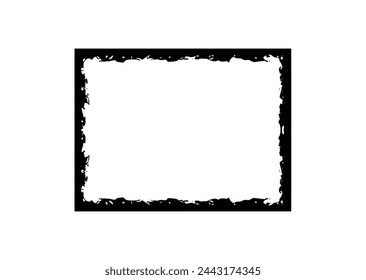 Grunge frame brush square border vector stroke paint. Texture black frame old grunge square frame
