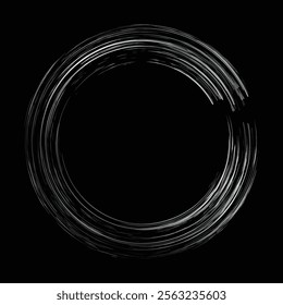 grunge frame brush stroke circle on black background vector illustration