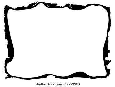 grunge frame with charred and ragged edges - vector