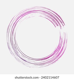 Grunge frame in circle shape Purple border on white background Modern and colorful logo design Circular pattern Vector illustration