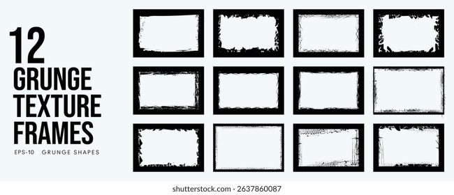 Grunge Frame Collection with Abstract Distressed Texture Elements