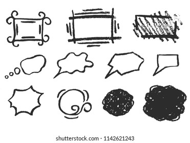 Grunge frame collection. Bubble message. Dialog abstract shape for communication. Hand drawn elements. Vector isolated.