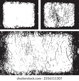 Grunge Frame Collection: Distressed and Jagged Borders for Artistic Visual Projects, vintage grungy border design set
