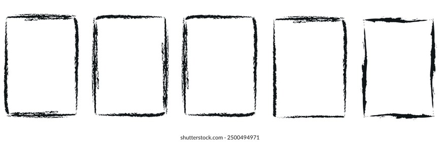 Grunge Frame Collection. Rough photo frames. Vector illustration isolated and editable strock border