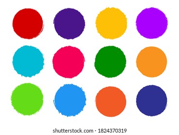 Colección de marcos de Grunge. Etiquetas redondas, estampillas con textura cepillado