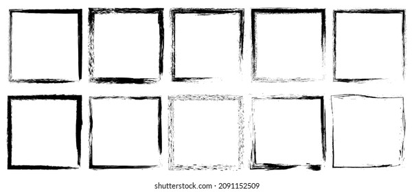 Grunge frame collection. Set of square Grunge border. Design elements for banner, poster, flyer, invitation, card, social networks, blog posts, stories. Vector
