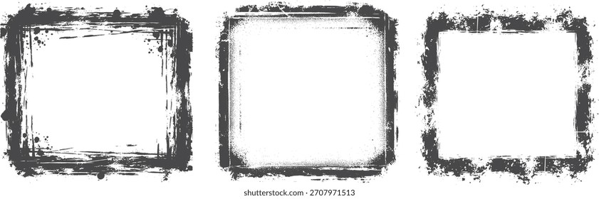 Grunge frame collection vector illustration dark gray color