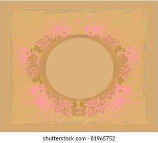 Grunge Frame For Congratulation With Flowers - vector